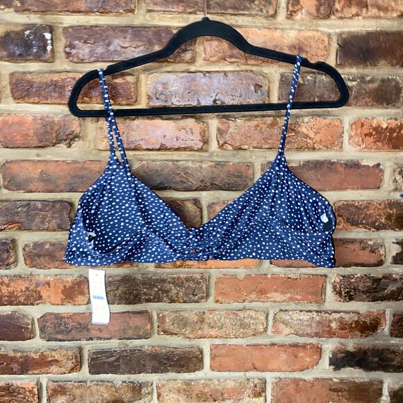 New J. Crew Polka Dot Strappy Twist Bikini Swim Bathing Suit Top Women's Size 2X - Picture 5 of 8